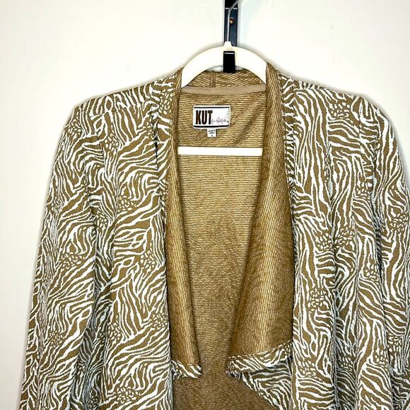 Kut from the Kloth Beige Zebra Print Open Cardigan Size Small - Picture 4 of 5
